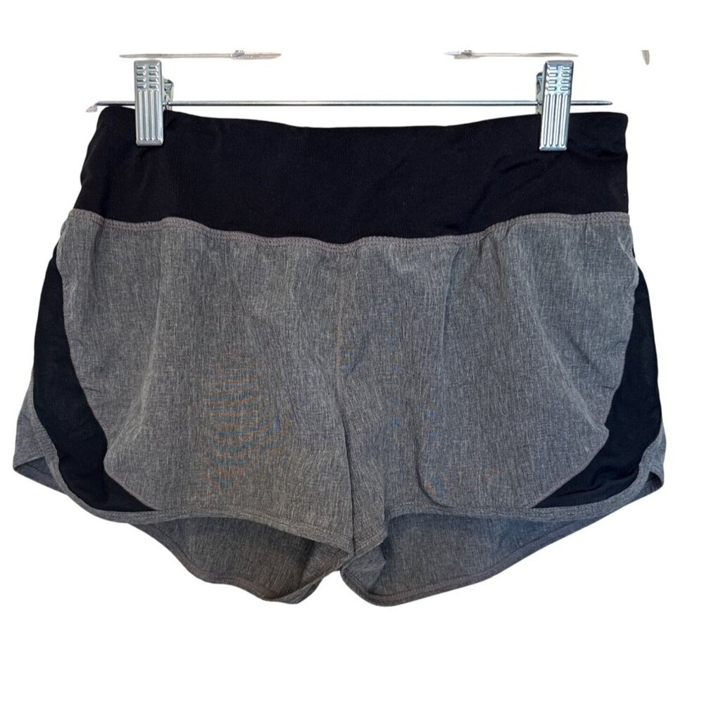 Champion Womens Gray & Black Athletic Running Shorts With Zipper Pocket Size S